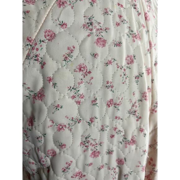 robe quilted floral pink cream light button front - Picture 10 of 16